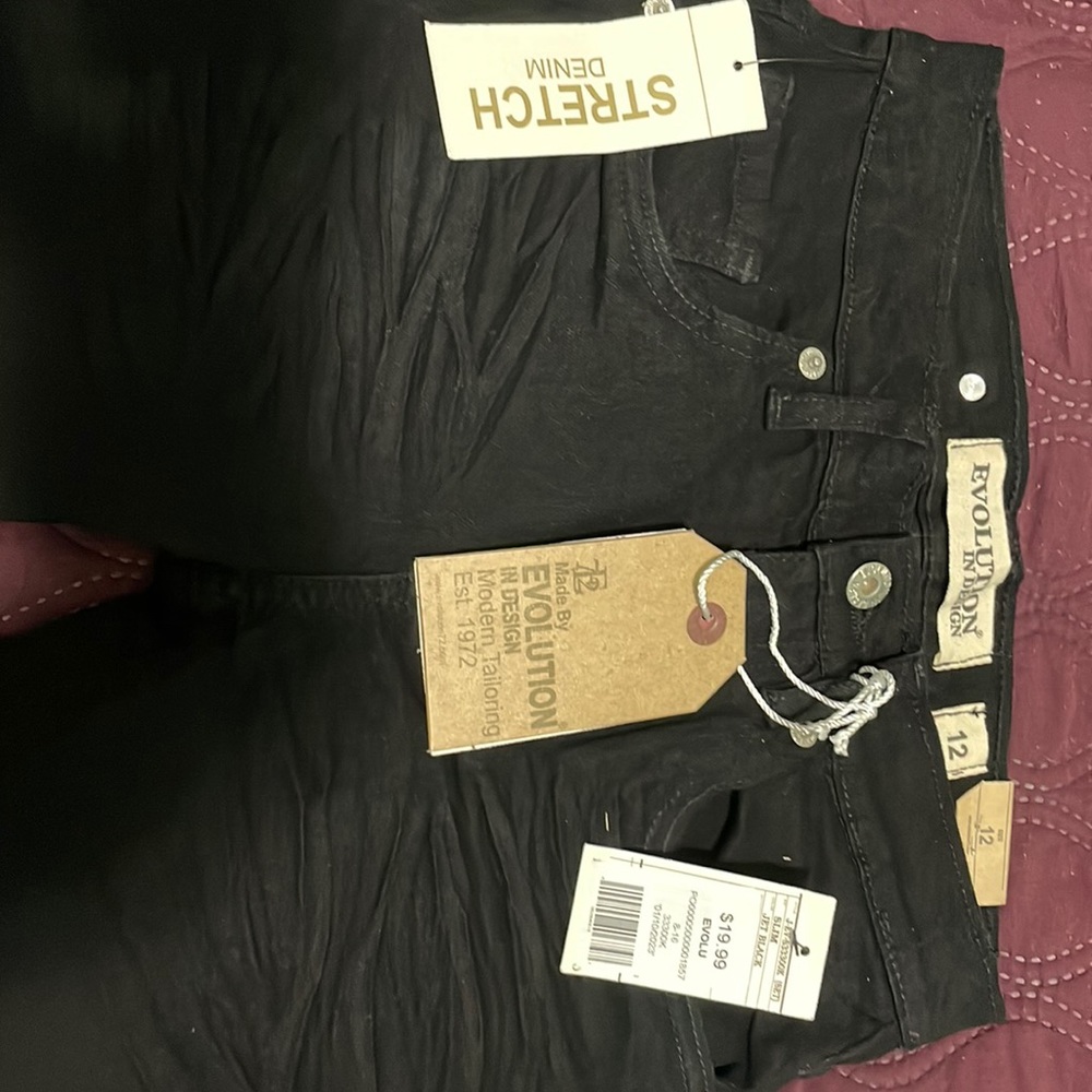 Black, stretch denim slim fitted jeans, brand new.